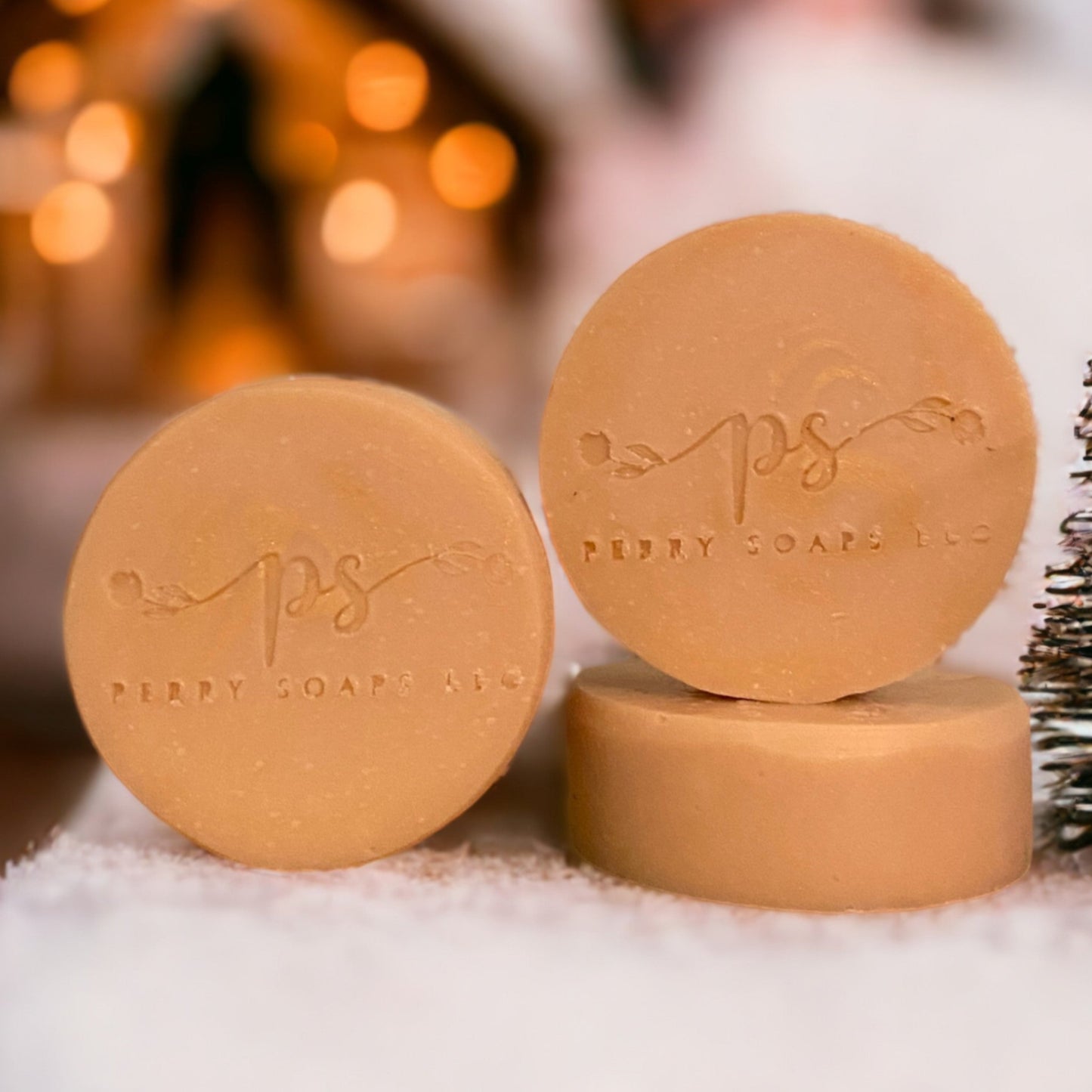 cream colored round soap bar