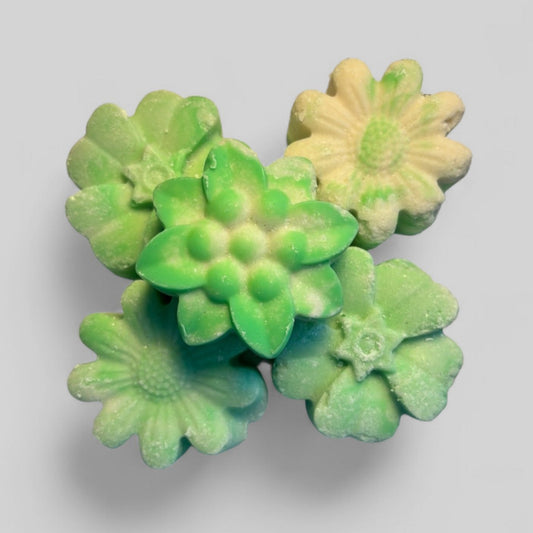 green and white flower shaped bar